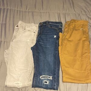 Stylish Jeans Trio in Grey, Blue, and Mustard